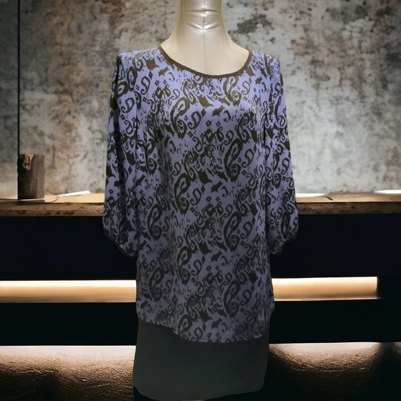 AB STUDIO | โจ๐ Lavender & Black Long Sleeve Blouse | EUC โจ size M - Picture 1 of 10